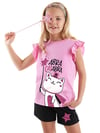 Denokids Kız Çocuk Abra Catabra Tişört Şort Takım CFF-24Y1-109
