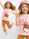 Denokids Kız Çocuk Ayı Şapkalı Tişört Tayt Takım Pembe CFF-26Y1-147