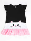 Denokids Kız Çocuk Beyaz Kedi Fırfırlı Elbise Lacivert CFF-21Y2-045