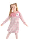 Denokids Kız Çocuk Kalpli Kedi Ekose Elbise Pembe CFF-22S1-075