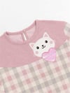 Denokids Kız Çocuk Kalpli Kedi Ekose Elbise Pembe CFF-22S1-075