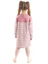 Denokids Kız Çocuk Kalpli Kedi Ekose Elbise Pembe CFF-22S1-075