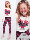 Denokids Kız Çocuk Kalpli Uzun Kol Tişört Tayt Takım Lacivert CFF-26S1-049