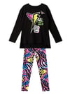 Denokids Kız Çocuk Kanatlı Şimşek Leopar Takım Siyah MS-21K1-050