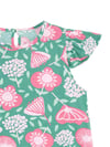 Denokids Kız Çocuk Pembe Çiçekli Fırfırlı Elbise Yeşil CFF-24Y1-077