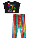 Denokids Kız Çocuk Renkli Varak Crop Tayt Takım CFF-26Y1-105
