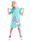 Denokids Kız Çocuk Sakızlı Unicorn Elbise Turkuaz CFF-23Y1-077