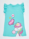 Denokids Kız Çocuk Sakızlı Unicorn Elbise Turkuaz CFF-23Y1-077