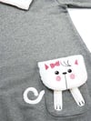 Denokids Kız Çocuk Şal Yaka Kedi Cepli Kalın Elbise Gri MS-22K1-056