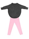Denokids Kız Çocuk Sevgili Kedicik Sweatshirt Tayt Takım Gri Pembe MS-18S1-172