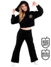 Denokids Kız Çocuk Stars Crop Eşofman Takım Siyah CFF-25S1-155