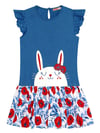 Denokids Kız Çocuk Süslü Tavşan Çiçekli Elbise CFF-24Y1-083
