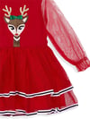 Denokids Kız Çocuk Tüllü Geyik Yılbaşı Tütü Elbise Kırmızı CFF-18K1-067