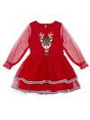 Denokids Kız Çocuk Tüllü Geyik Yılbaşı Tütü Elbise Kırmızı CFF-18K1-067