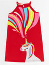 Denokids Kız Çocuk Unicorn Love Elbise Kırmızı CFF-22Y2-003