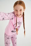 Denokids Kız Çocuk Uzun Kol Pamuklu Pijama Takımı Pembe DM09-ROZ-51
