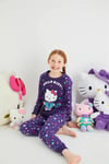 Denokids Kız Çocuk  Uzun Kol Pamuklu Pijama Takımı Mor DM09-ROZ-61