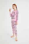 Denokids Kız Çocuk Uzun Kol Pamuklu Pijama Takımı Pembe DM09-ROZ-51