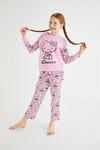 Denokids Kız Çocuk Uzun Kol Pamuklu Pijama Takımı Pembe DM09-ROZ-51