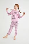 Denokids Kız Çocuk Uzun Kol Pamuklu Pijama Takımı Pembe DM09-ROZ-51