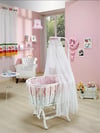 Ege Baby Anne Yanı Sallanır Beyaz Beşik Bulut Pembe Tekstil