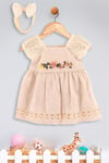 Kinder Baby Dandini Kız Bebek Bandanalı Elbise Bej 6148