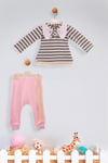 Kinder Baby Elci Baby Kız Bebek Çizgili 2'li Takım Pembe 6898