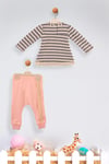 Kinder Baby Elci Baby Kız Bebek Çizgili 2'li Takım Somon 6898