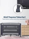 Kinder Baby Nora Park Yatak Oyun Parkı Beşik 70*110 Cm + Yatak Hediyeli Gri