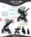 Kinder Baby Stein Travel Sistem Çift Yönlü Bebek Arabası Gri 7090 