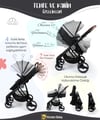 Kinder Baby Stein Travel Sistem Çift Yönlü Bebek Arabası Siyah 7090