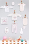 Kinder Baby Zıpır Kız Bebek Taç Model 10'lu Hastane Çıkış Seti Pembe 522