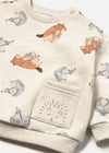 Mayoral Erkek Bebek Baskılı Cepli Sweatshirt Krem 2416