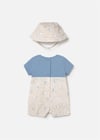 Mayoral Erkek Bebek Baskılı Şapkalı Kısa Tulum Takım Bej 1607