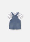 Mayoral Erkek Bebek Denim Kısa Tulum Tişört Takım Mavi 1623