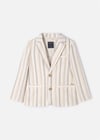 Mayoral Erkek Çocuk Çizgili Keten Blazer Ceket Bej 3485