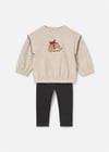 Mayoral Kız Bebek Baskılı Sweatshirt Tayt Takım Siyah 2707