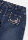 Mayoral Kız Bebek Çiçek İşlemeli Denim Pantolon Lacivert 2554