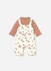 Mayoral Kız Bebek Desenli Tulum Body Takım Krem 2606