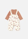 Mayoral Kız Bebek Desenli Tulum Body Takım Krem 2606