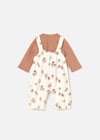 Mayoral Kız Bebek Desenli Tulum Body Takım Krem 2606