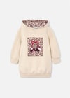 Mayoral Kız Çocuk Baskılı Kapüşonlu Sweatshirt Elbise Krem 4916