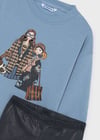 Mayoral Kız Çocuk Baskılı Sweatshirt Tayt Takım Lacivert 4737