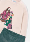 Mayoral Kız Çocuk Baskılı Sweatshirt Tayt Takım Zümrüt Yeşili 4737