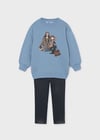Mayoral Kız Çocuk Baskılı Sweatshirt Tayt Takım Lacivert 4737