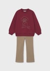 Mayoral Kız Çocuk Baskılı Sweatshirt Tayt Takım Fuşya 4733