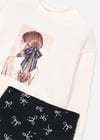 Mayoral Kız Çocuk Baskılı Sweatshirt Tayt Takım Siyah 4738