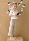Mayoral Kız Çocuk Desenli Gabardin Bol Paça Pantolon Bej 3587