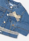 Mayoral Kız Çocuk Güpür Detaylı Denim Ceket Mavi 3406
