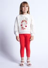 Mayoral Kız Çocuk İşlemeli Çizim Sweatshirt Bej 3469
